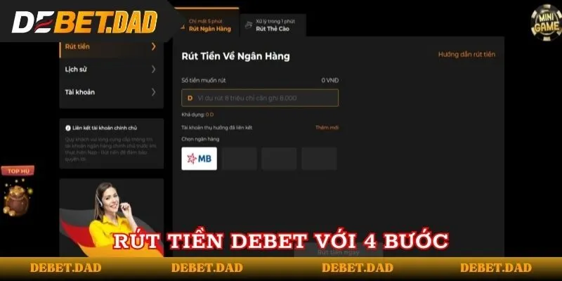 Hướng dẫn rút tiền Debet cực nhanh gọn trong 5 phút